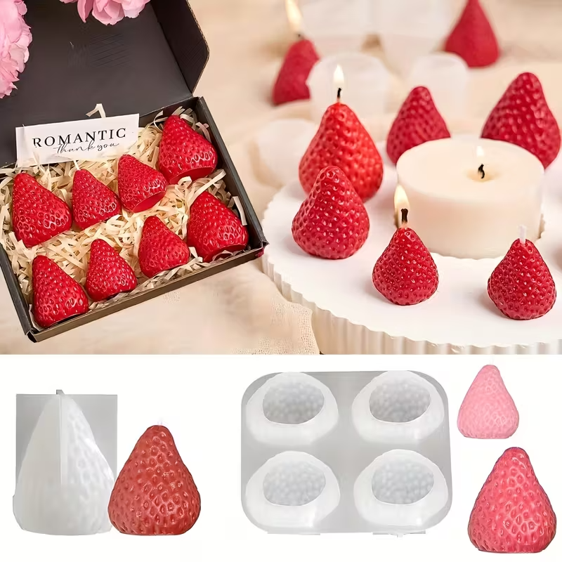 Strawberry Silicone Candle Mol - đánh giá và giá Soap Making Organic