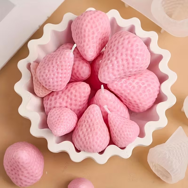 Strawberry Silicone Candle Mol - đánh giá và giá Soap Making Organic
